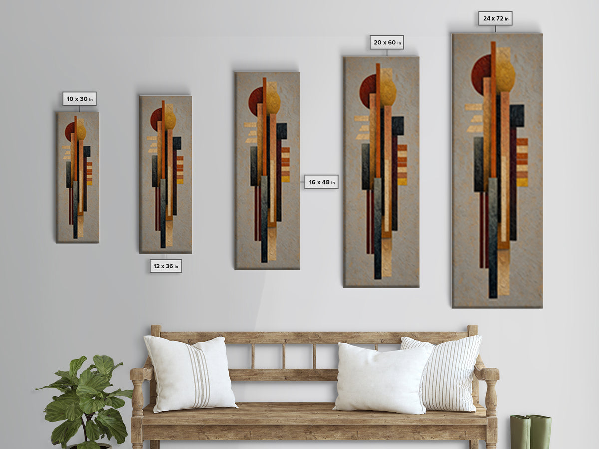 Eagle Totem with Feathers and Geometric Shapes Canvas Print, Tribal Art, Ethnic Art, Living Room Decor, Abstract Art, Tribal, TRI-1x3-72