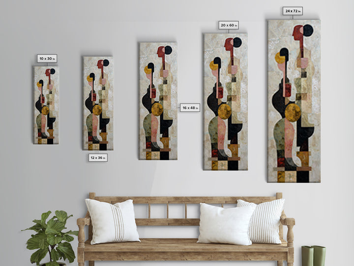 Abstract Family Figures Framed Canvas Print, Tribal Art, Room Decor, Living Room Decor, Fine Art, Tribal, Abstract Wall Art, TRI-1x3-83