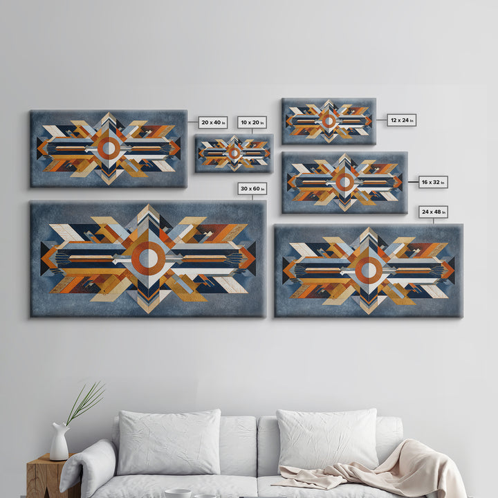 Eagle Totem with Feathers and Geometric Shapes Canvas Print, Tribal Art, Home Decor, Living Room Decor, Abstract Art, Tribal, TRI-2x1-32