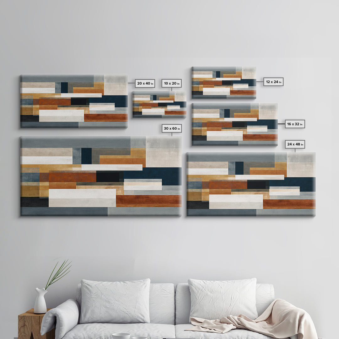 Earth Tone Geometric Pattern by Woven Cloth Canvas Print, Tribal Art, Abstract Painting, Living Room Decor, Fine Art, Tribal, TRI-2x1-70