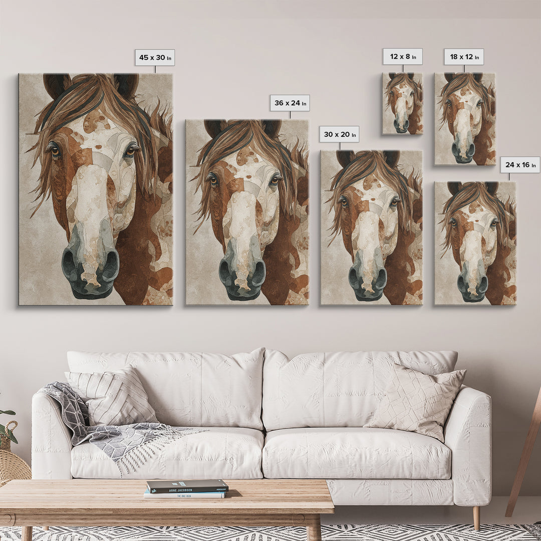 Tribal Horse Pattern Framed Canvas Print, Tribal Art, Art, Living Room Decor, Abstract Art, Tribal, Gallery Wall Art, TRI-2x3-26