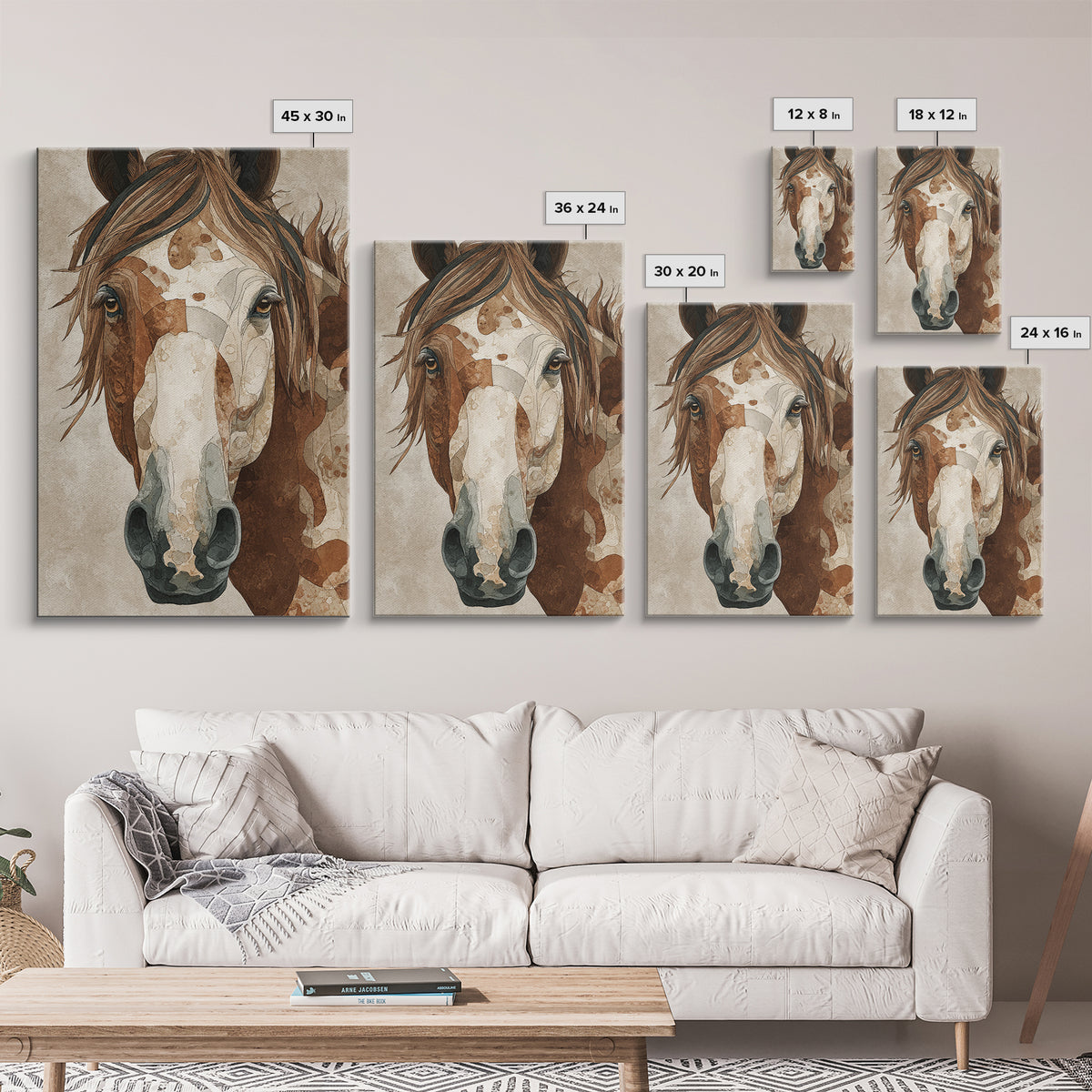 Tribal Horse Pattern Framed Canvas Print, Tribal Art, Art, Living Room Decor, Abstract Art, Tribal, Gallery Wall Art, TRI-2x3-26