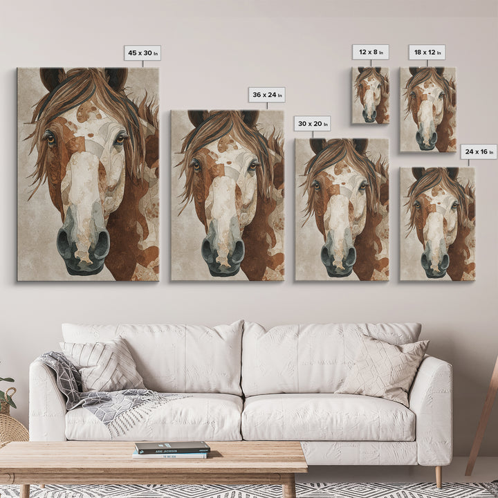 Tribal Horse Pattern Framed Canvas Print, Tribal Art, Art, Living Room Decor, Abstract Art, Tribal, Gallery Wall Art, TRI-2x3-26