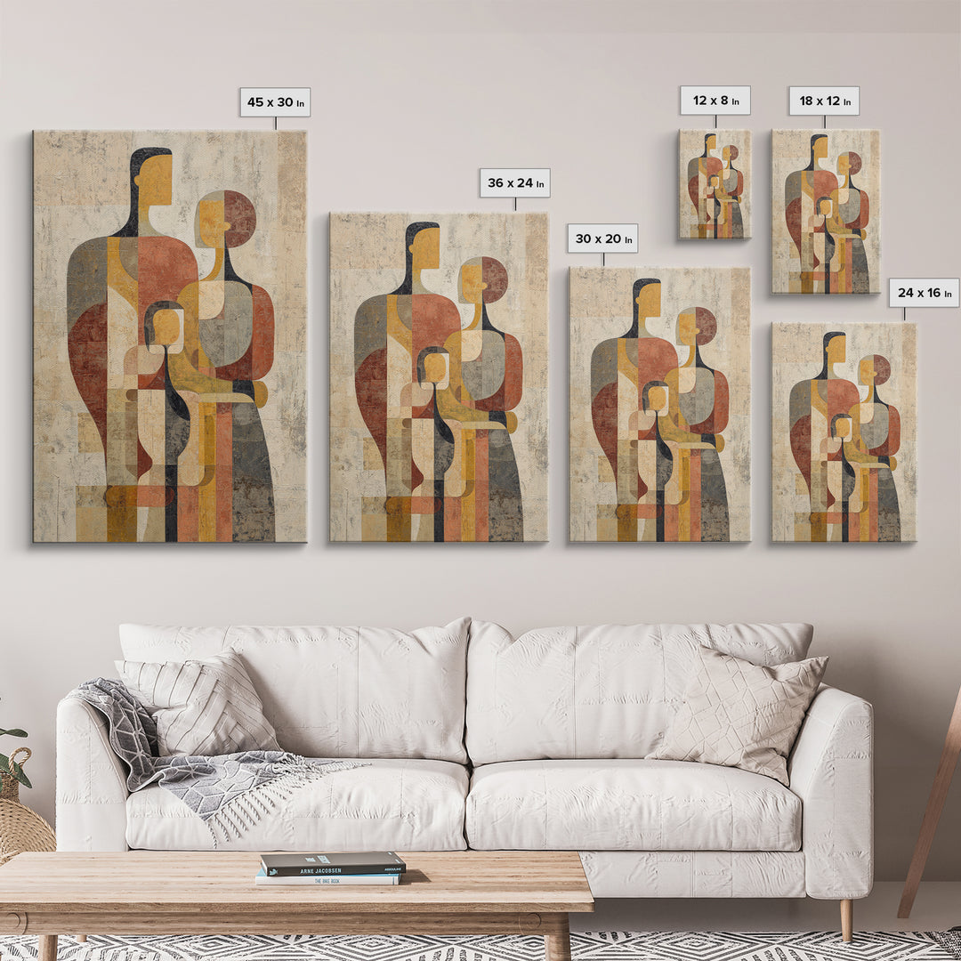 Abstract Family Figures Canvas Print, Tribal Art, African Art, Living Room Decor, Fine Art, Tribal, Tribal Design, Earthy, TRI-2x3-31