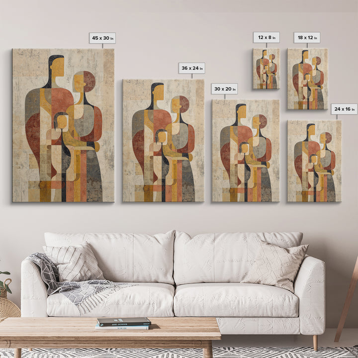 Abstract Family Figures Canvas Print, Tribal Art, African Art, Living Room Decor, Fine Art, Tribal, Tribal Design, Earthy, TRI-2x3-31