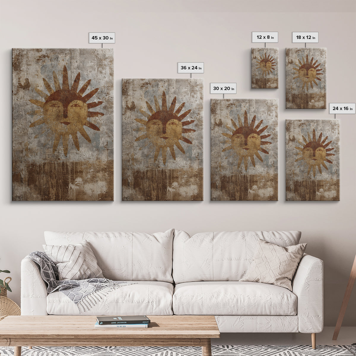 Tribal Sun Symbol Framed Canvas Print, Tribal Art, Abstract Print, Living Room Decor, Fine Art, Tribal, Statement Artwork, TRI-2x3-43