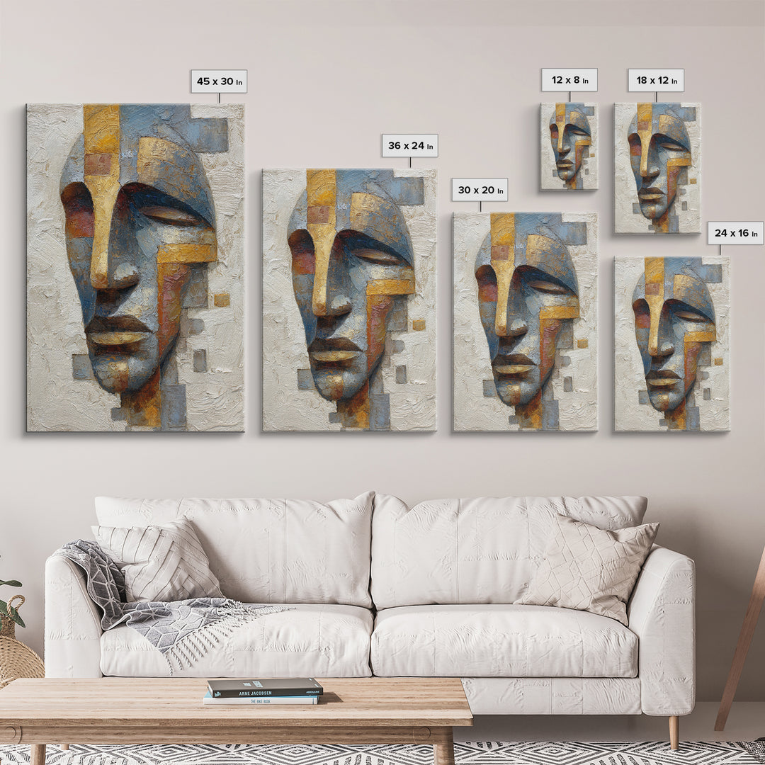 Bold Mask Portrait Canvas Print, Tribal Art, Ethnic Art, Living Room Decor, Fine Art, Tribal, Contemporary Art, Wall Art, TRI-2x3-57
