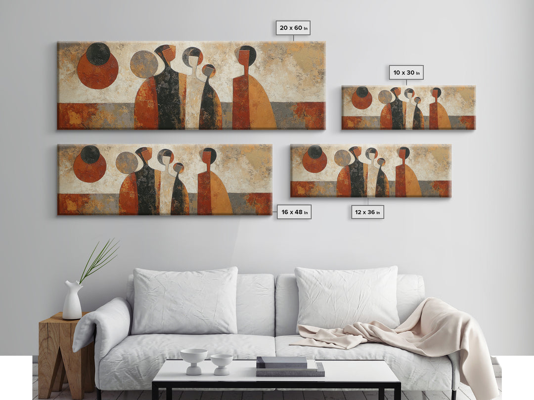 Abstract Family Figures Framed Canvas Print, Tribal Art, Fine Art Print, Living Room Decor, Fine Art, Tribal, Wall Decor, TRI-3x1-15