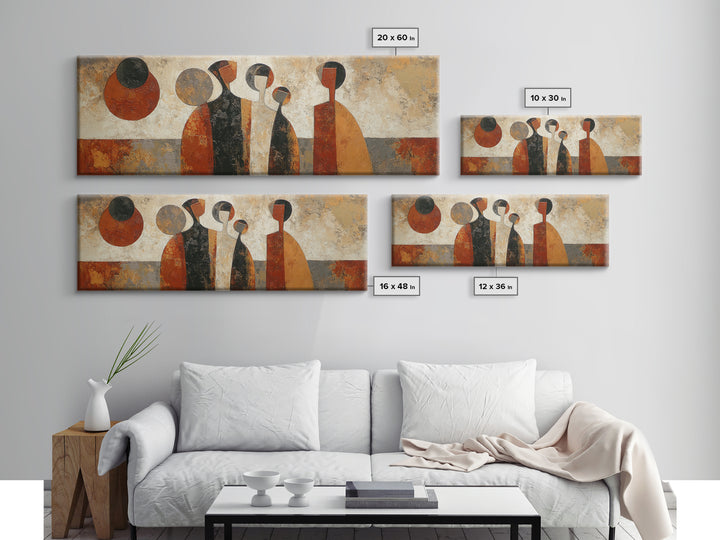 Abstract Family Figures Framed Canvas Print, Tribal Art, Fine Art Print, Living Room Decor, Fine Art, Tribal, Wall Decor, TRI-3x1-15