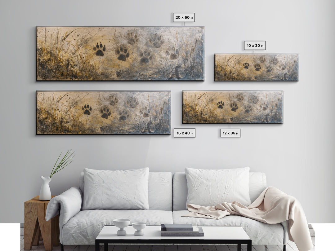 Handprint and Animal Track Composition Canvas Print, Tribal Art, Ethnic Art, Living Room Decor, Fine Art, Tribal, TRI-3x1-33