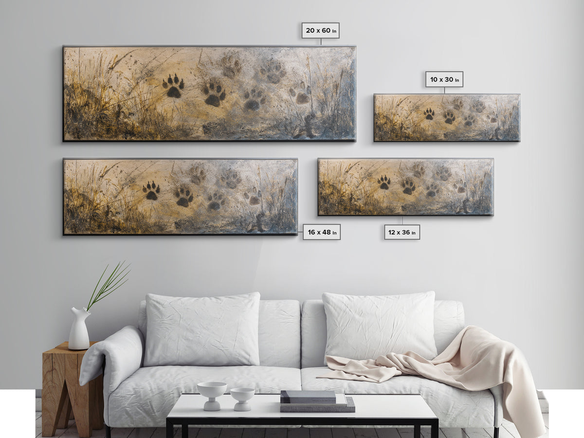 Handprint and Animal Track Composition Canvas Print, Tribal Art, Ethnic Art, Living Room Decor, Fine Art, Tribal, TRI-3x1-33