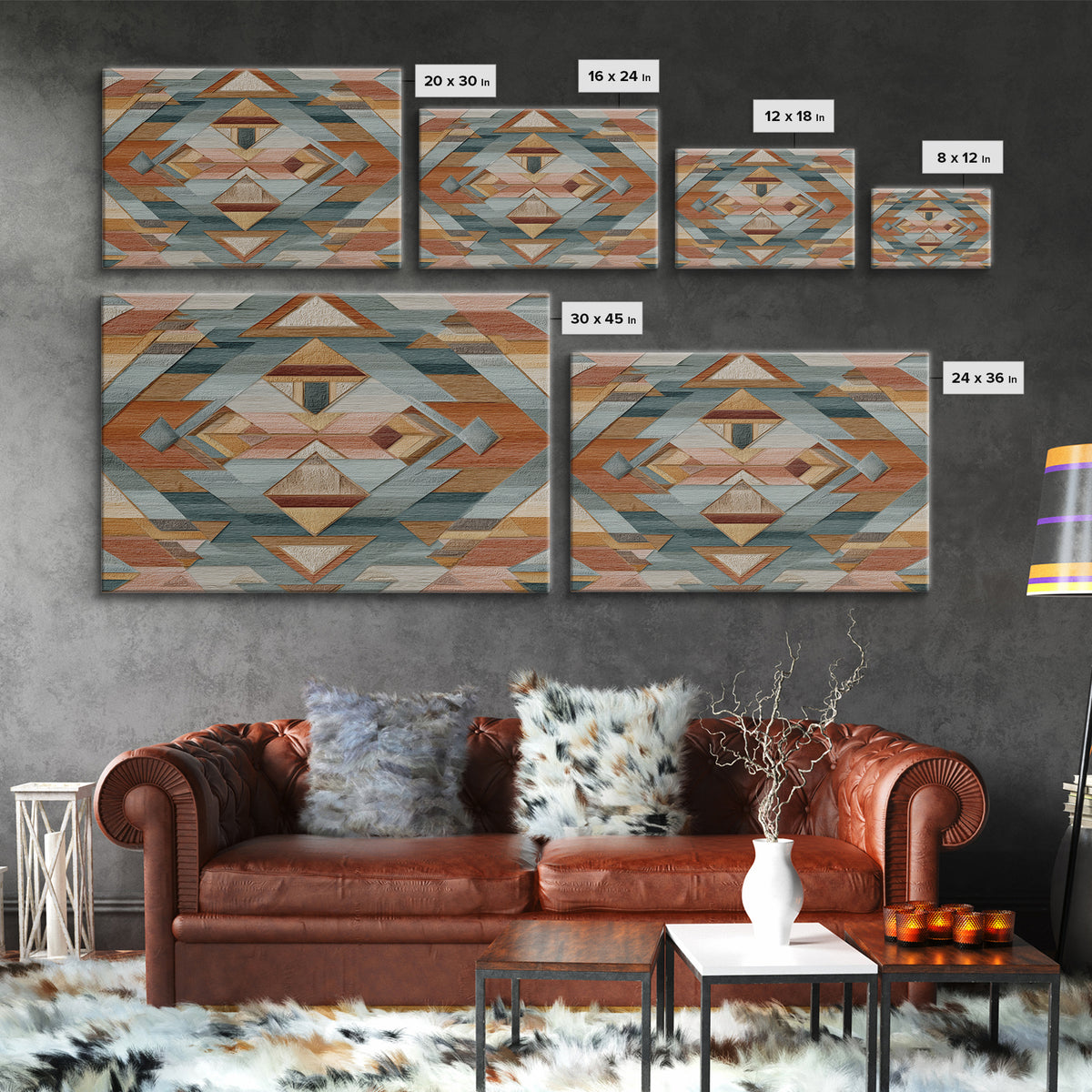 Desert Rhythm Pattern Framed Canvas Print, Tribal Art, Gallery Wall Art, Living Room Decor, Fine Art, Tribal, Minimalist Decor, TRI-3x2-2