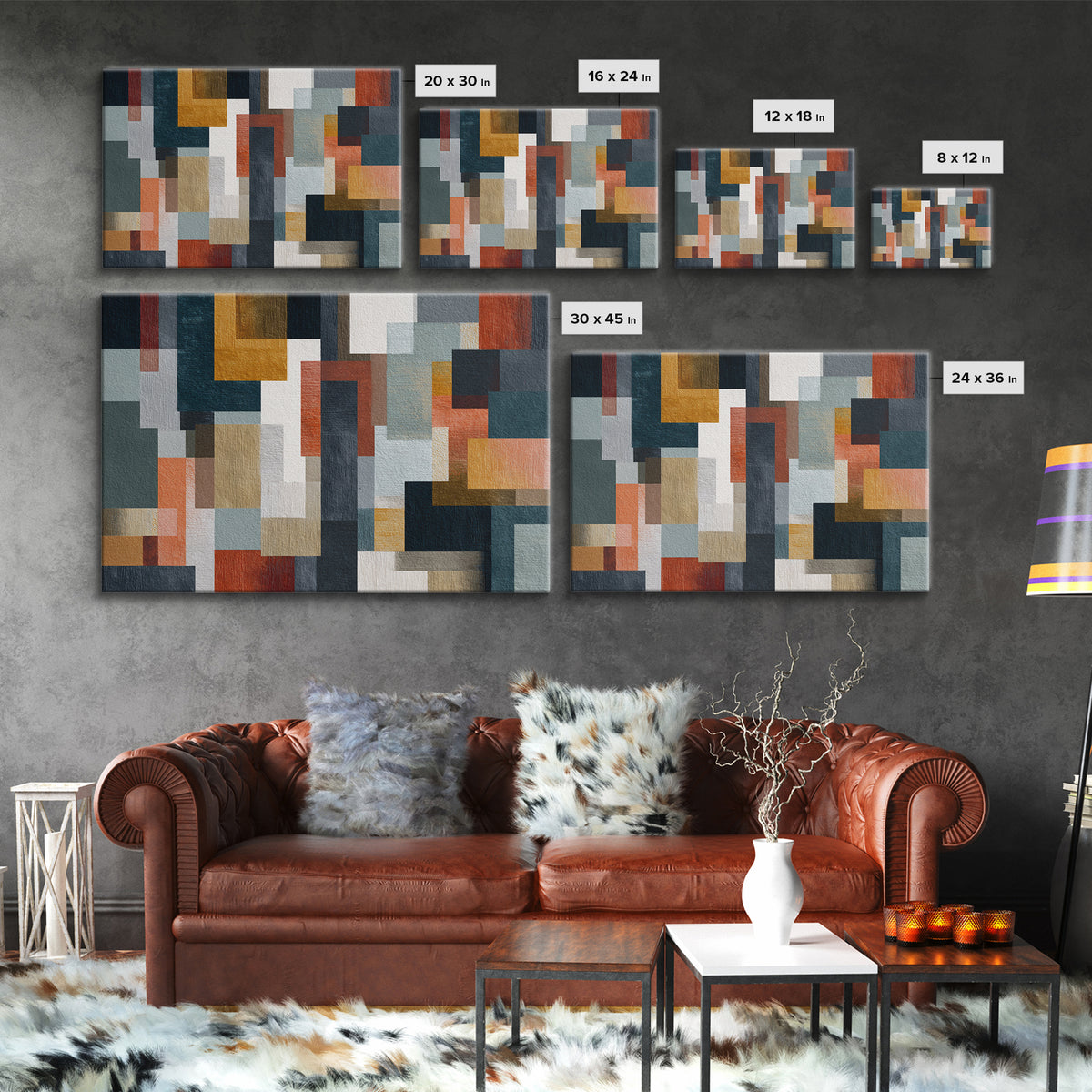 Earth Tone Geometric Pattern by Woven Cloth Canvas Print, Tribal Art, Minimalist Decor, Living Room Decor, Fine Art, Tribal, TRI-3x2-30