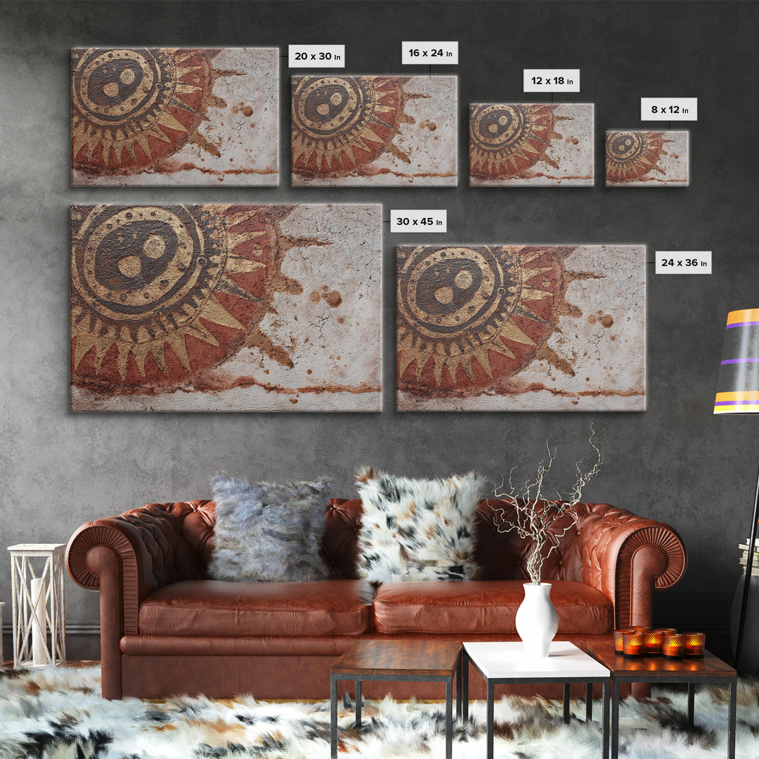 Handprint and Animal Track Composition Framed Canvas Print, Tribal Art, Room Decor, Living Room Decor, Fine Art, Tribal, TRI-3x2-45