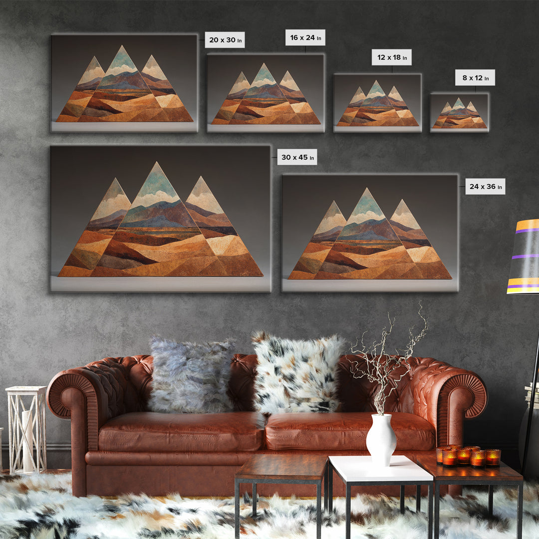 Desert Rhythm Pattern Framed Canvas Print, Tribal Art, Earthy, Living Room Decor, Fine Art, Tribal, Textured Painting, TRI-3x2-50