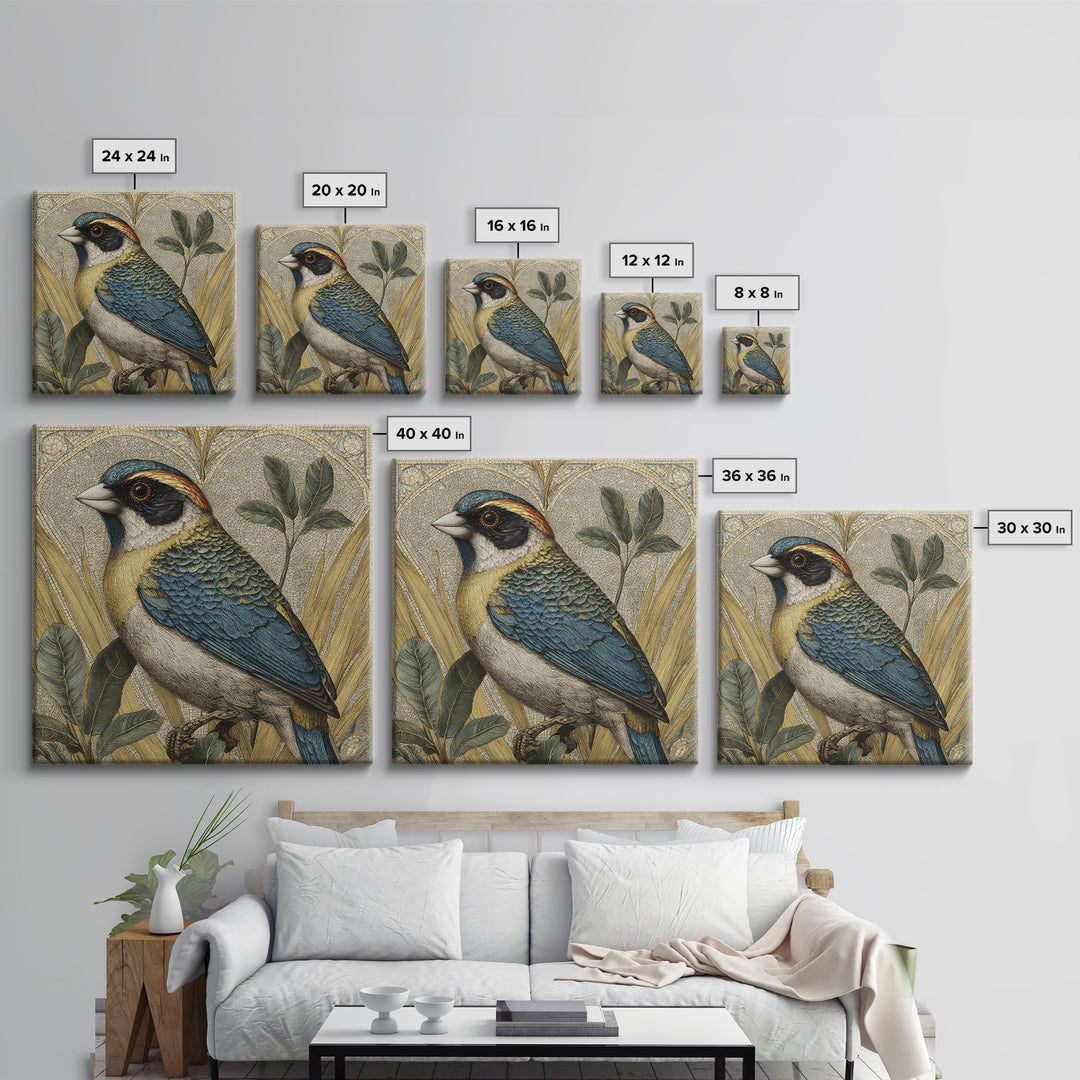 Colorful Jungle Bird Pattern Canvas Print, Tropical Art, Print, Living Room Decor, Fine Art, Tropic, Coastal Wall Art, TRO-1x1-20