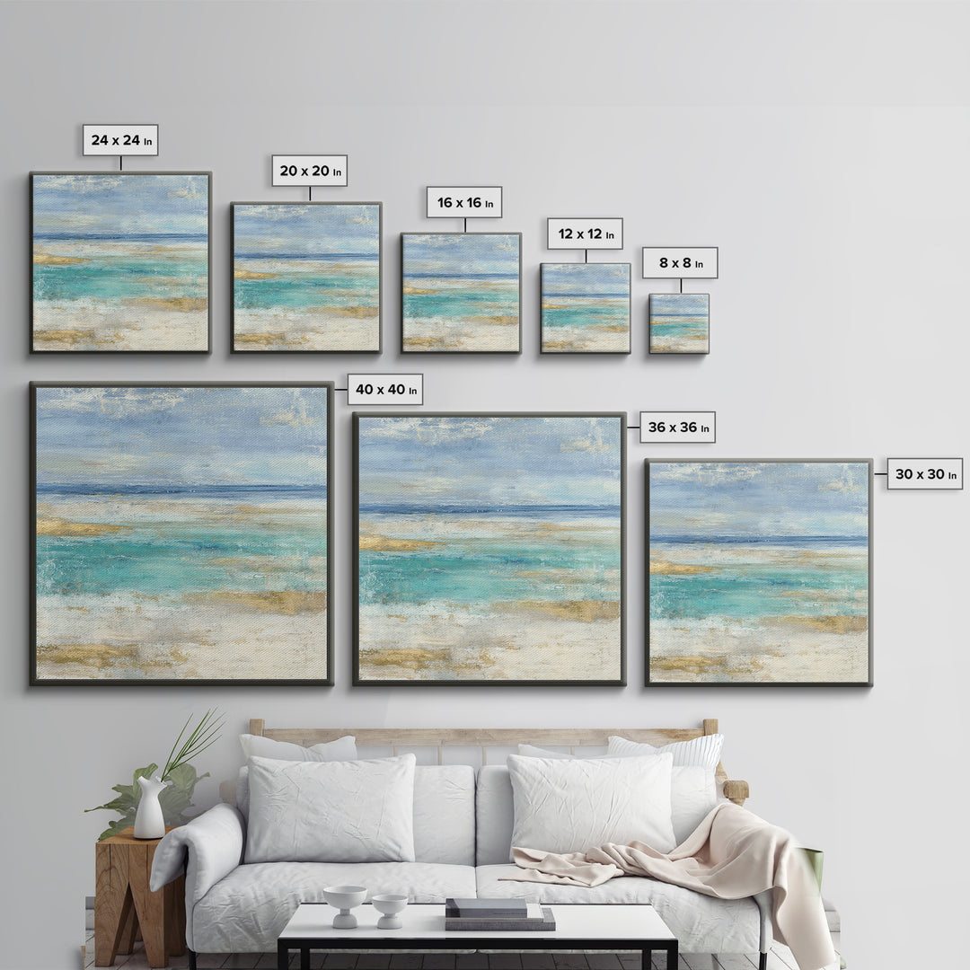 Tropical Lagoon with Turquoise Water Canvas Print, Tropical Art, Abstract Painting, Living Room Decor, Fine Art, Tropic, TRO-1x1-31