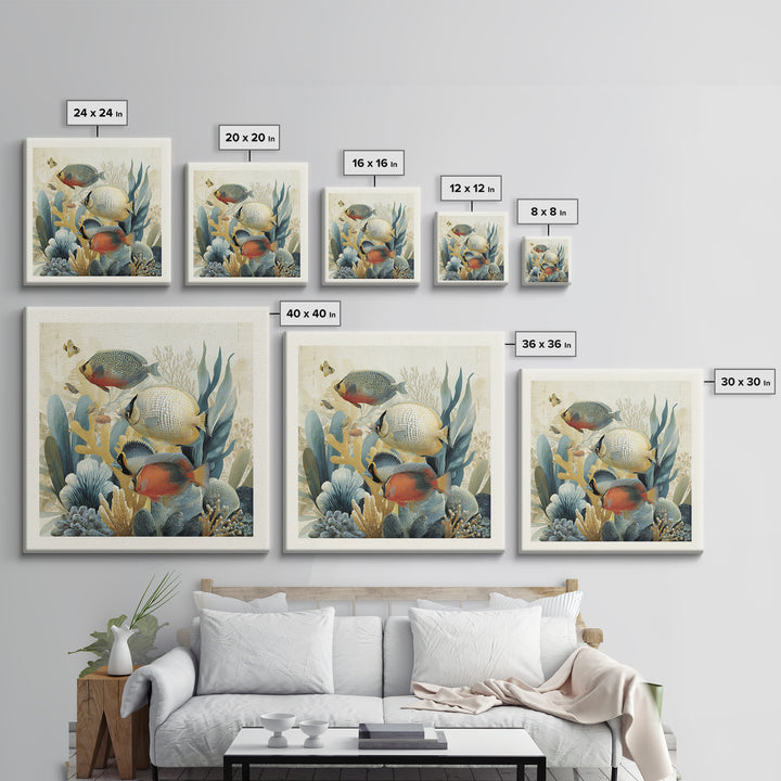 Tropical Fish over Coral Reef Canvas Print, Tropical Art, Gallery Decor, Living Room Decor, Fine Art, Tropic, Wall Art, TRO-1x1-59