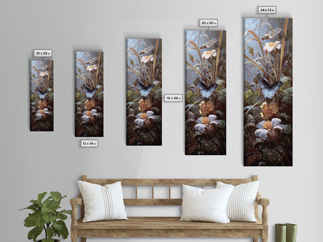 Tropical Butterfly and Flower Study Canvas Print, Tropical Art, Set of 3 Prints, Living Room Decor, Fine Art, Tropic, TRO-1x3-11