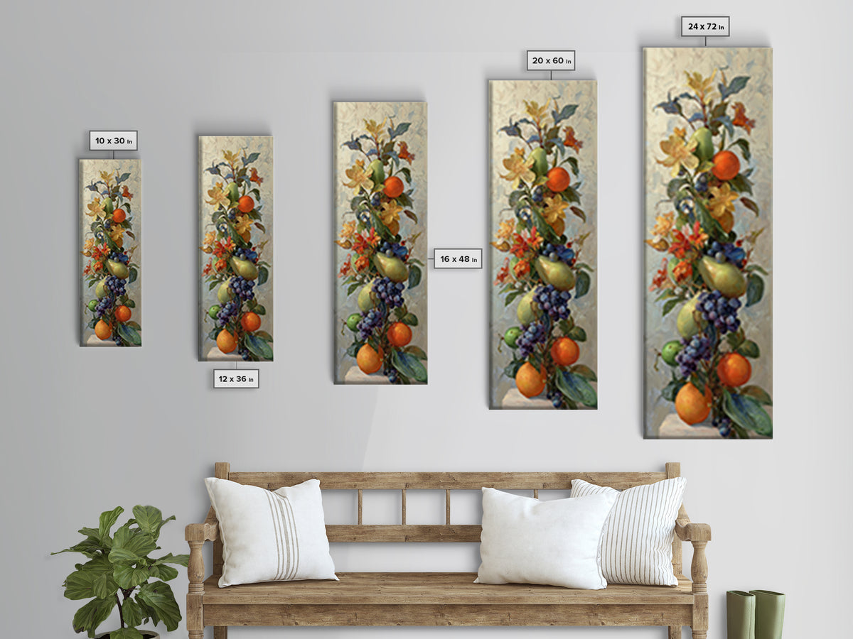 Bright Papaya and Lime Still Life Canvas Print, Tropical Art, Wall Art, Living Room Decor, Oil Painting, Tropic, Pink Wall Art, TRO-1x3-12