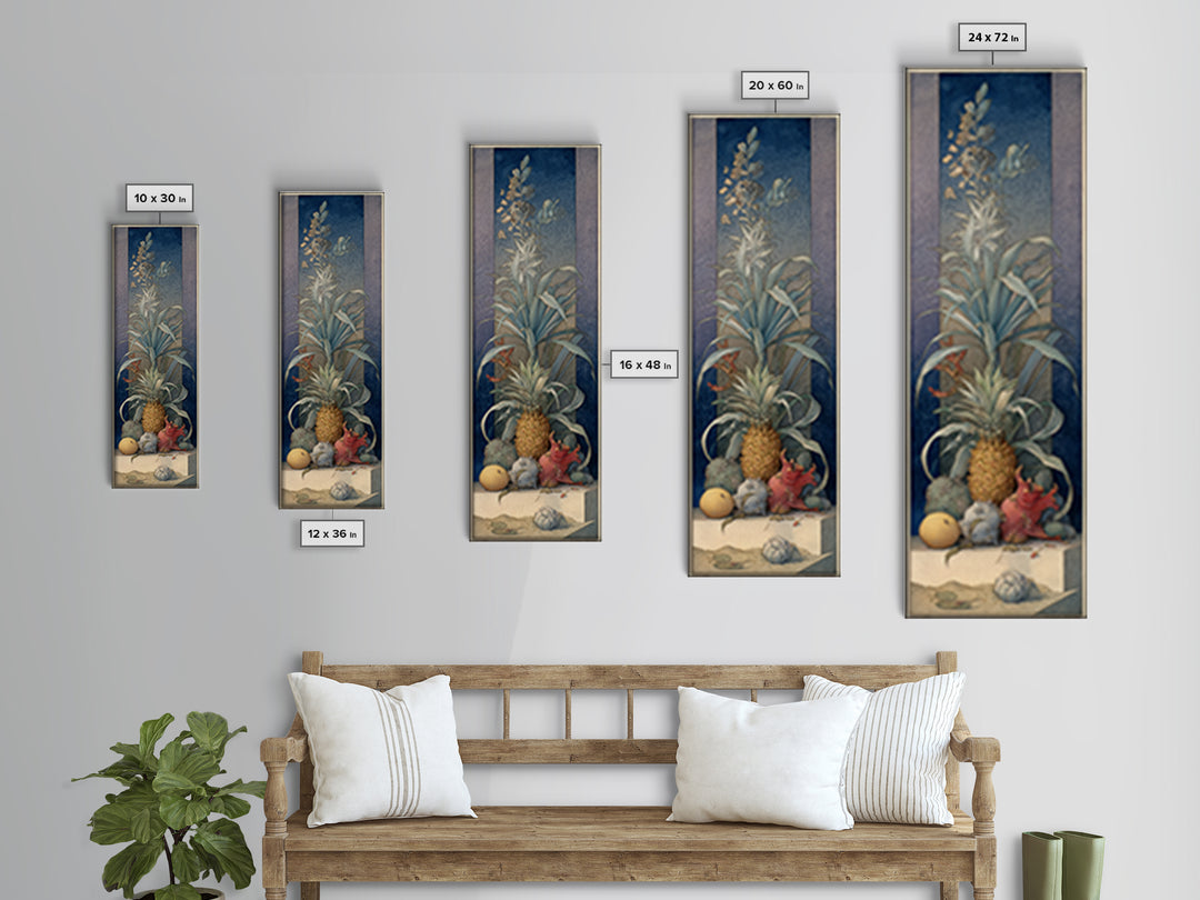 Pineapple and Palm Still Life Canvas Print, Tropical Art, Neutral Decor, Living Room Decor, Fine Art, Tropic, Home Decor, TRO-1x3-18