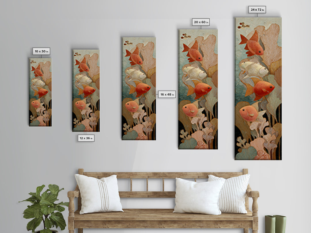 Tropical Fish over Coral Reef Canvas Print, Tropical Art, Oversized Wall Art, Living Room Decor, Fine Art, Tropic, Beach Print, TRO-1x3-23