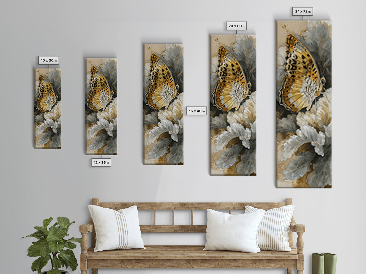 Tropical Butterfly and Flower Study Canvas Print, Tropical Art, Digital Print, Living Room Decor, Tropic, Downloadable Prints, TRO-1x3-35