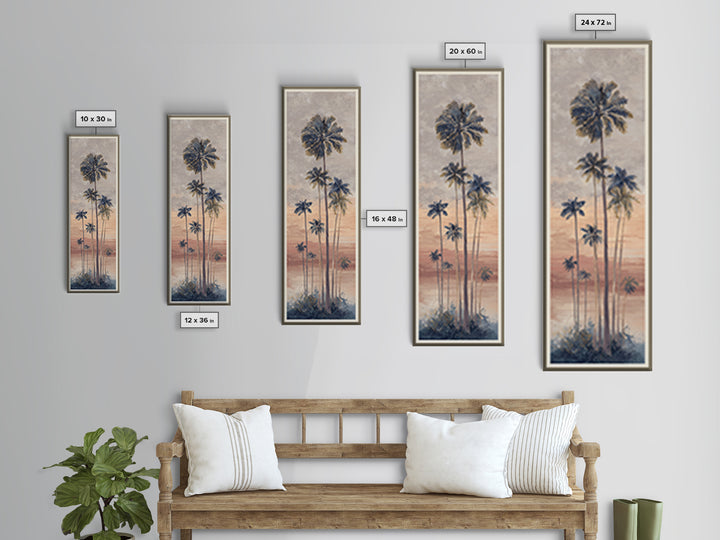 Palm Tree Silhouettes Canvas Print, Tropical Art, Pink Wall Art, Living Room Decor, Fine Art, Tropic, Coastal Art, Beach Print, TRO-1x3-40