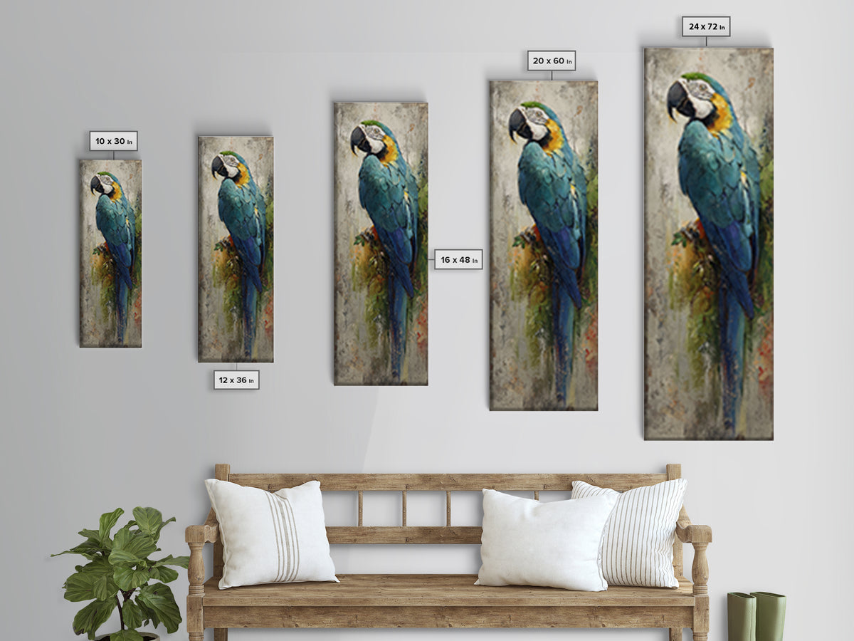 Parrot Portrait with Emerald Feathers Canvas Print, Tropical Art, Printable, Living Room Decor, Fine Art, Tropic, Coastal Decor, TRO-1x3-44