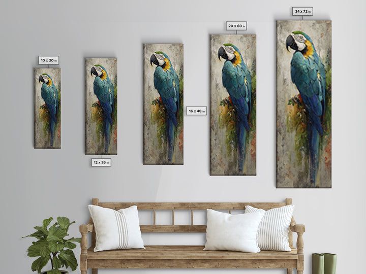 Parrot Portrait with Emerald Feathers Canvas Print, Tropical Art, Printable, Living Room Decor, Fine Art, Tropic, Coastal Decor, TRO-1x3-44