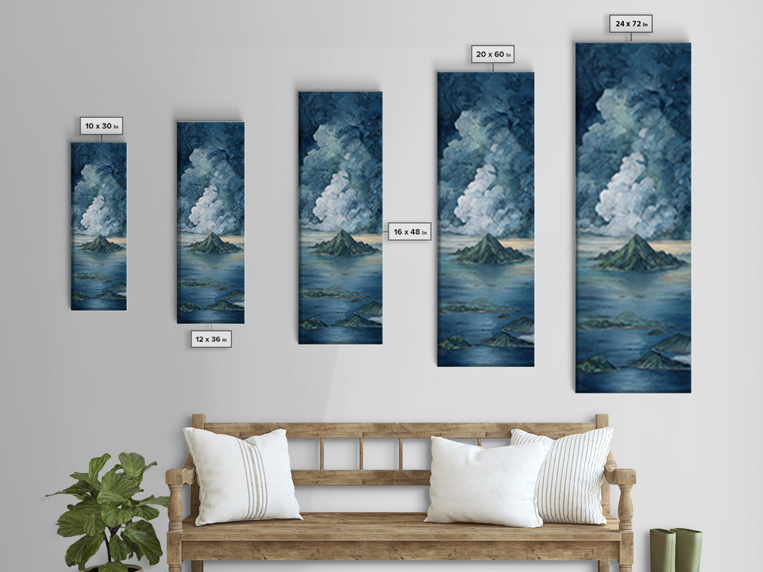 Island Volcano with Lush Foreground Canvas Print, Tropical Art, Fine Art Print, Living Room Decor, Tropic, Digital Prints, TRO-1x3-5