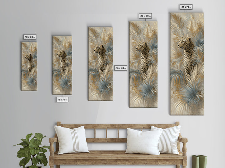 Leopard Hidden Among Palm Leaves Framed Canvas Print, Tropical Art, Fine Art Print, Living Room Decor, Fine Art, Tropic, TRO-1x3-50