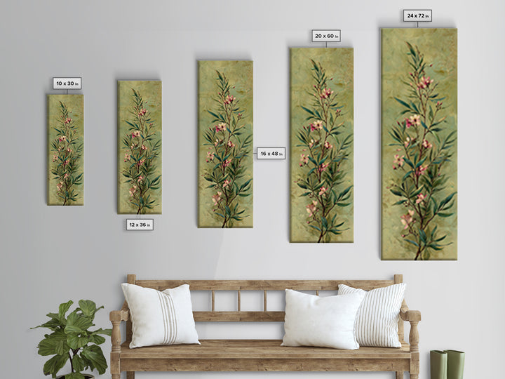 Mango Branch with Leaves and Flowers Framed Canvas Print, Tropical Art, Botanical Art, Living Room Decor, Watercolor Art, TRO-1x3-54