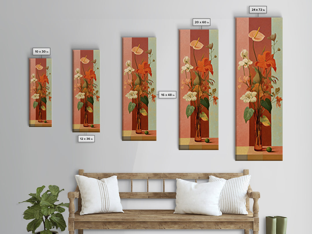 Bright Papaya and Lime Still Life Canvas Print, Tropical Art, Printable Art, Living Room Decor, Abstract Art, Tropic, TRO-1x3-60