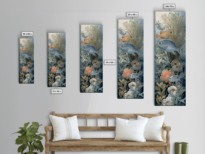 Tropical Fish over Coral Reef Framed Canvas Print, Tropical Art, Gallery Decor, Living Room Decor, Fine Art, Tropic, Wall Art, TRO-1x3-71