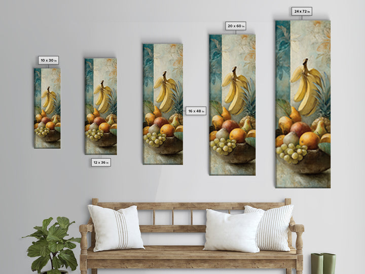 Tropical Fruit Market Arrangement Framed Canvas Print, Tropical Art, Neutral Decor, Living Room Decor, Fine Art, Tropic, TRO-1x3-75