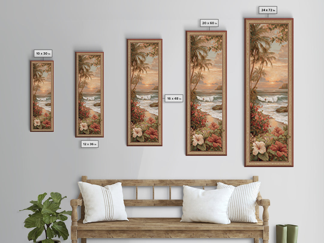Sunset Surf Scene Canvas Print, Tropical Art, Boho Decor, Living Room Decor, Oil Painting, Tropic, Art Print, Digital Art, TRO-1x3-82