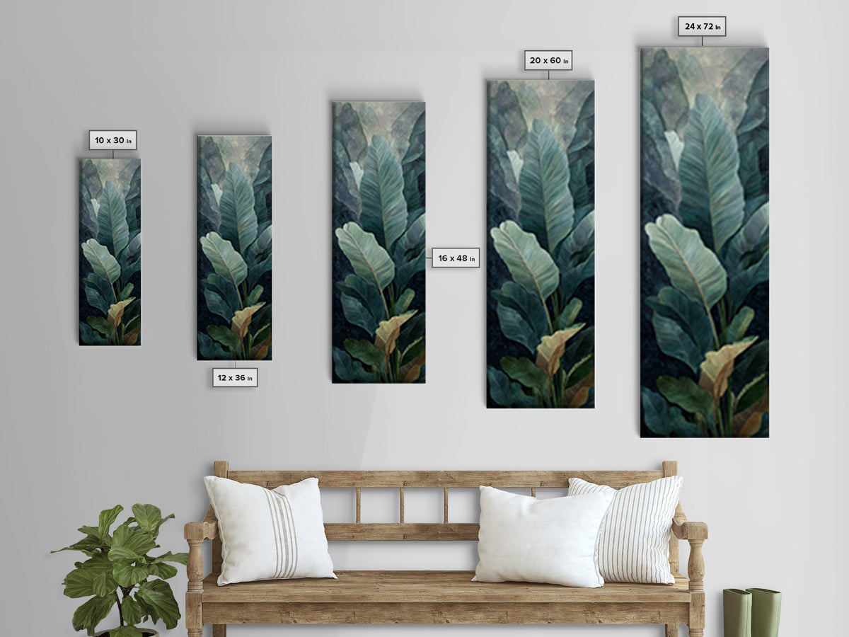 Banana Leaves Layered Canvas Print, Tropical Art, Art Print, Living Room Decor, Tropic, Abstract Painting, Watercolor Art, TRO-1x3-93
