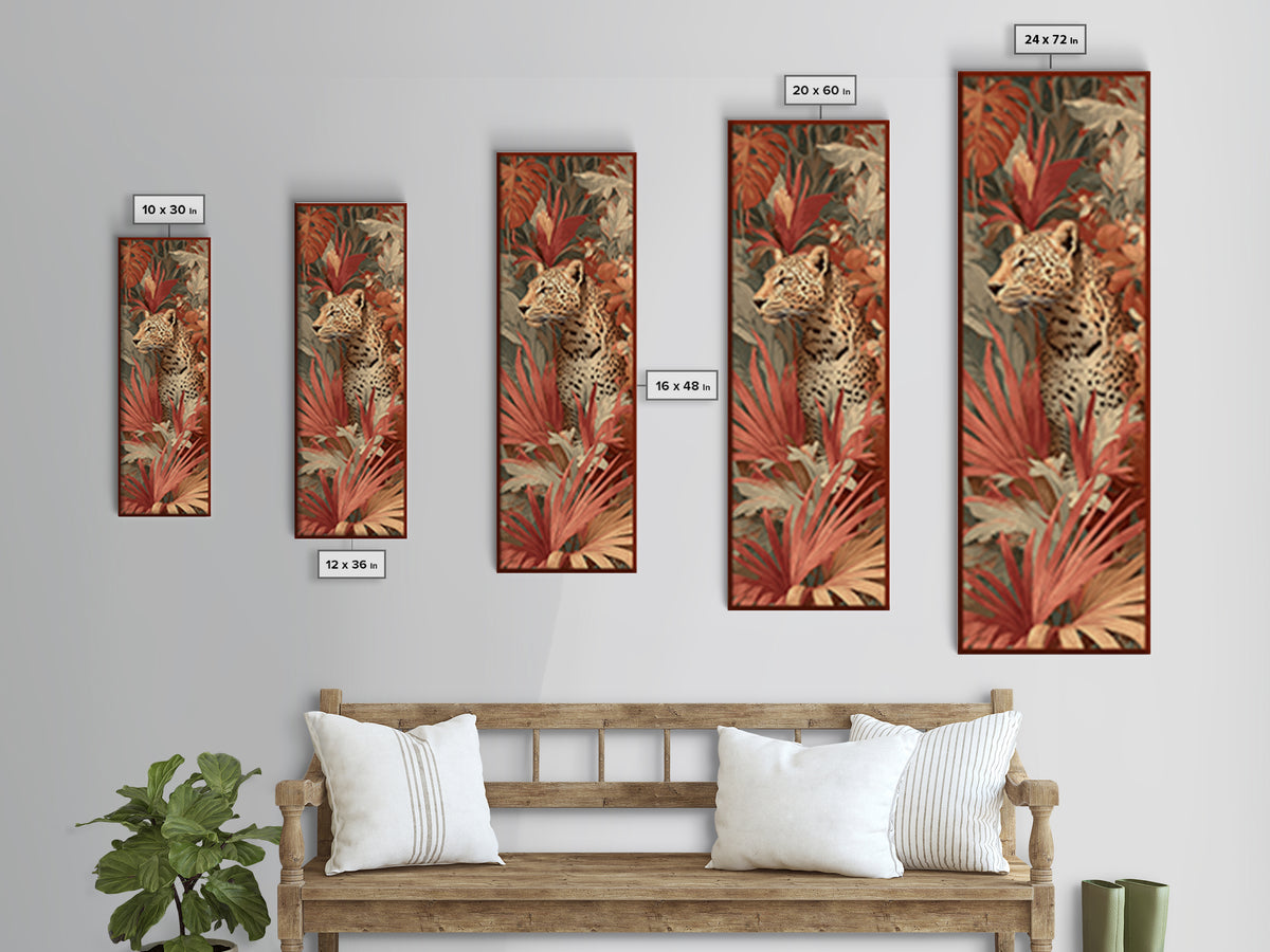 Leopard Hidden Among Palm Leaves Canvas Print, Tropical Art, Textured Painting, Living Room Decor, Fine Art, Tropic, TRO-1x3-98