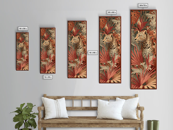Leopard Hidden Among Palm Leaves Canvas Print, Tropical Art, Textured Painting, Living Room Decor, Fine Art, Tropic, TRO-1x3-98