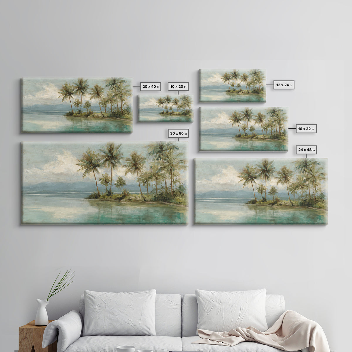 Tropical Lagoon with Turquoise Water Framed Canvas Print, Tropical Art, Pink Wall Art, Living Room Decor, Fine Art, Tropic, TRO-2x1-3