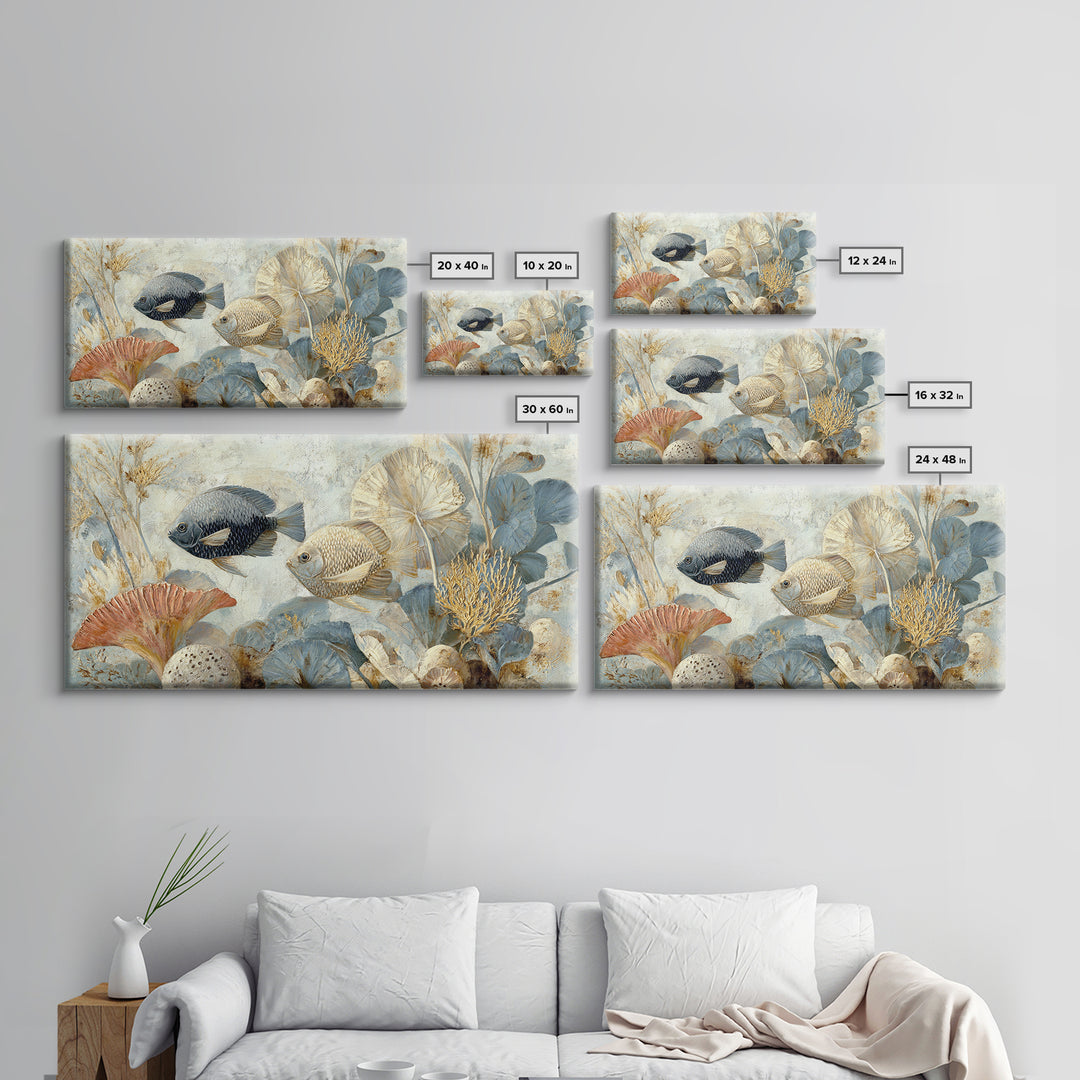 Tropical Fish over Coral Reef Canvas Print, Tropical Art, Digital Print, Living Room Decor, Tropic, Downloadable Prints, TRO-2x1-31