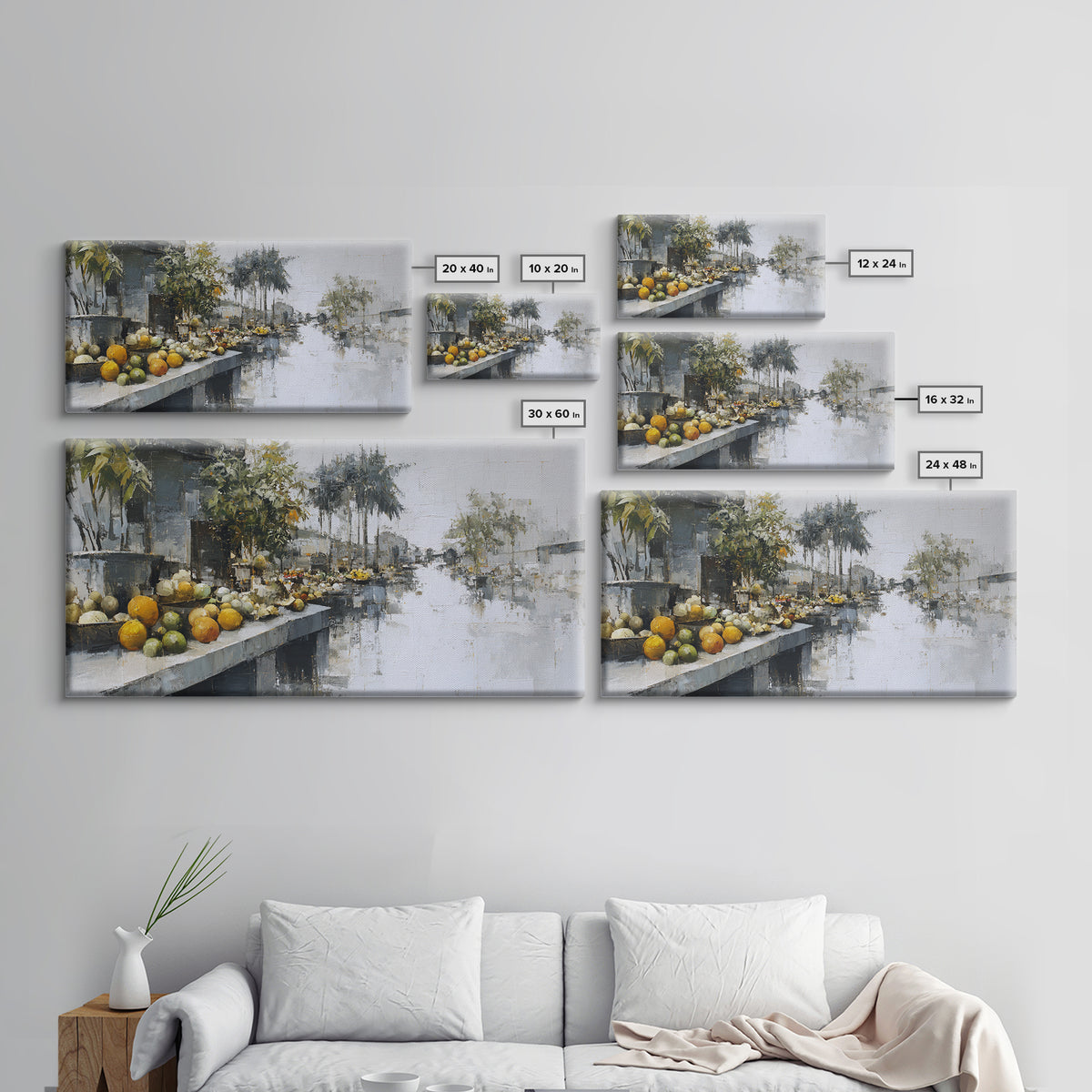 Tropical Fruit Market Arrangement Framed Canvas Print, Tropical Art, Wall Art, Living Room Decor, Oil Painting, Tropic, TRO-2x1-35