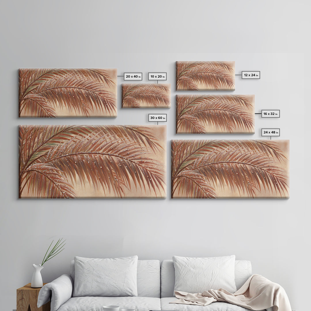 Rain Soaked Palm Leaf Closeup Canvas Print, Tropical Art, Art Print, Living Room Decor, Fine Art, Tropic, Abstract Painting, TRO-2x1-41