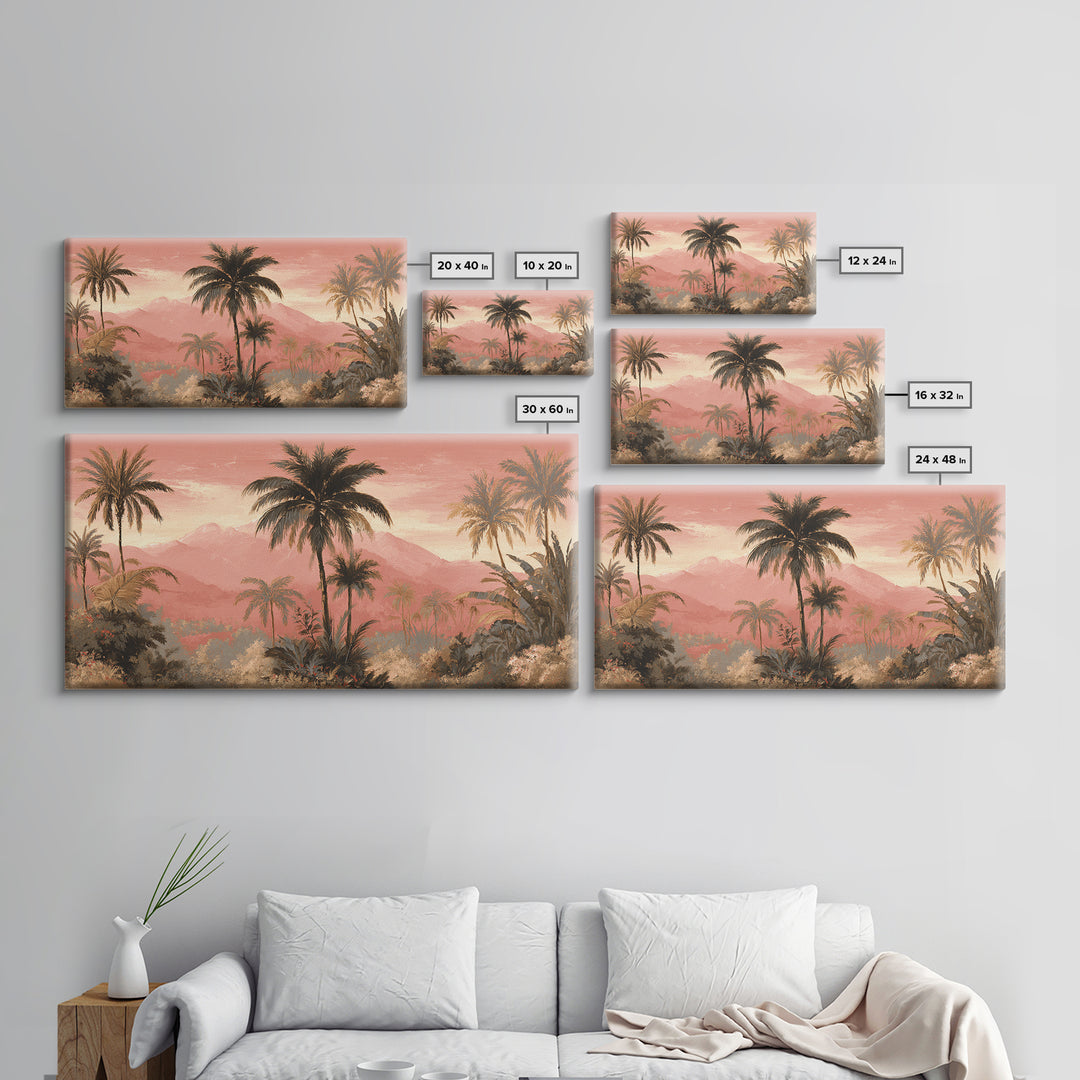 Palm Tree Silhouettes Canvas Print, Tropical Art, Digital Prints, Living Room Decor, Fine Art, Tropic 148, Set of Prints, TRO-2x1-48