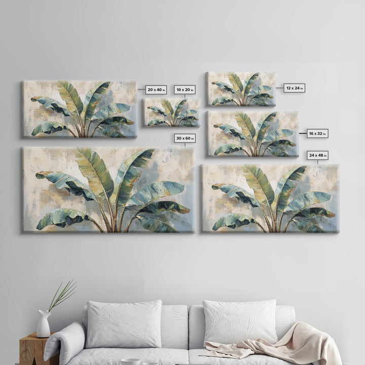 Banana Leaves Layered Canvas Print, Tropical Art, Watercolor Painting, Living Room Decor, Oil Painting, Tropic, TRO-2x1-53