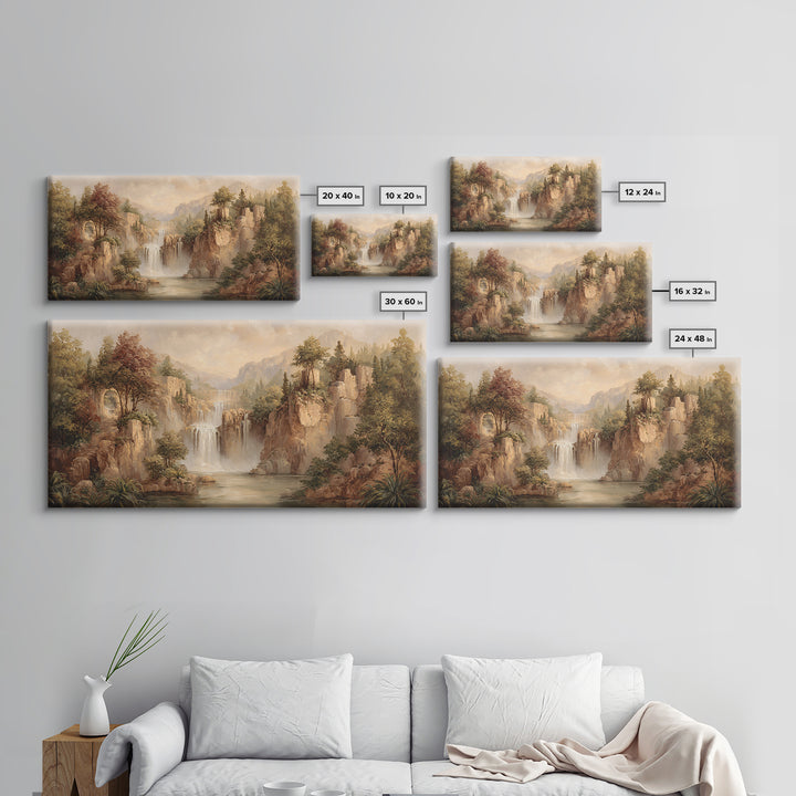 Jungle Waterfall with Misty Light Canvas Print, Tropical Art, Wall Art Prints, Living Room Decor, Tropic, Beach Wall Art, TRO-2x1-57
