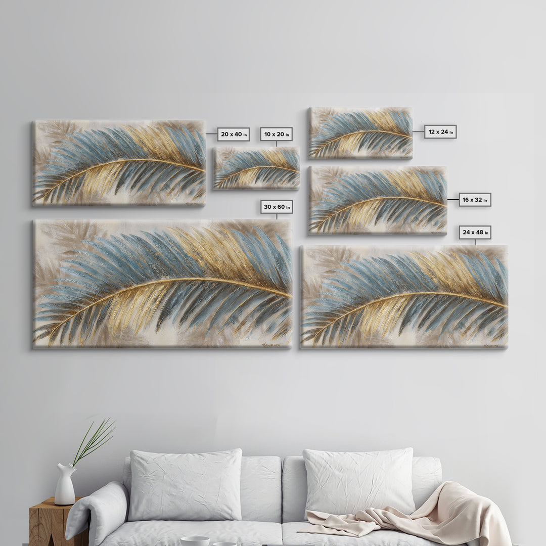 Rain Soaked Palm Leaf Closeup Framed Canvas Print, Tropical Art, Printable Art, Living Room Decor, Tropic, Trendy Wall Art, TRO-2x1-65