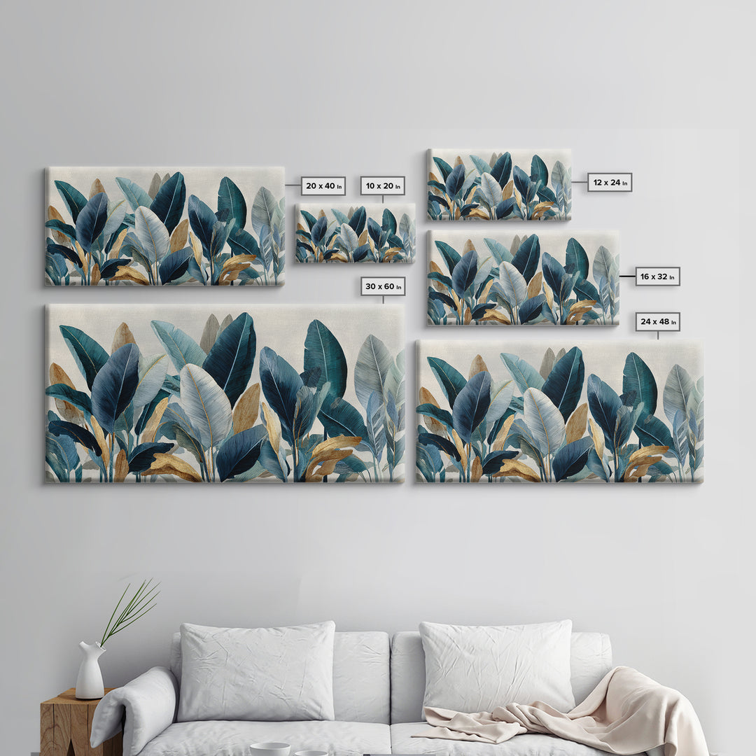 Banana Leaves Layered Canvas Print, Tropical Art, Watercolor Painting, Living Room Decor, Oil Painting, Tropic, TRO-2x1-77