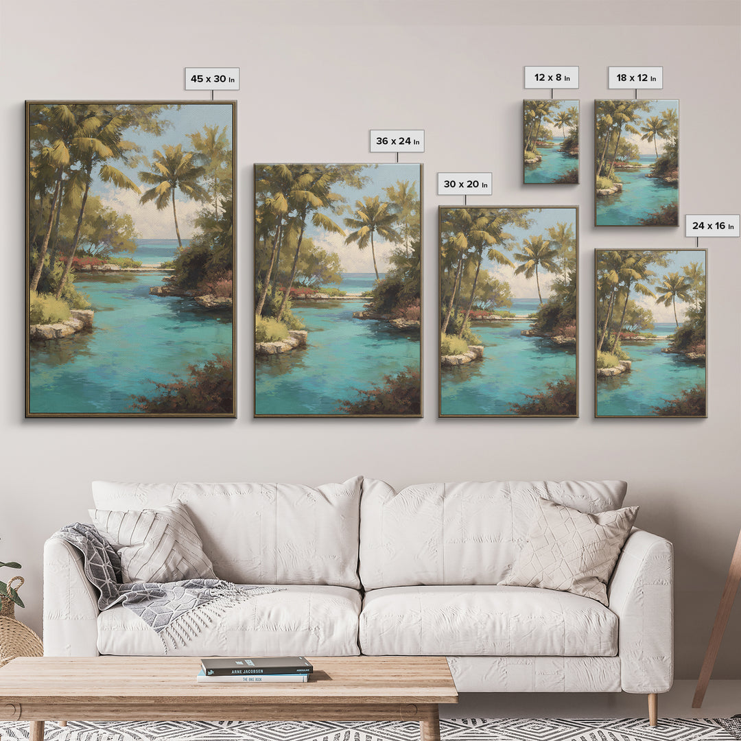 Tropical Lagoon with Turquoise Water Canvas Print, Tropical Art, Wall Art Prints, Living Room Decor, Fine Art, Tropic, TRO-2x3-39